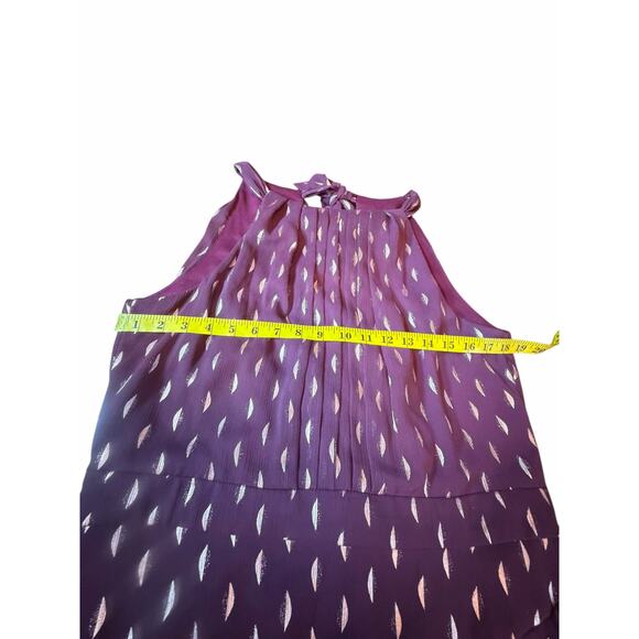 Betsy & Adam Burgundy Chiffon Foil Gown - Size 16 - Picture 6 of 16